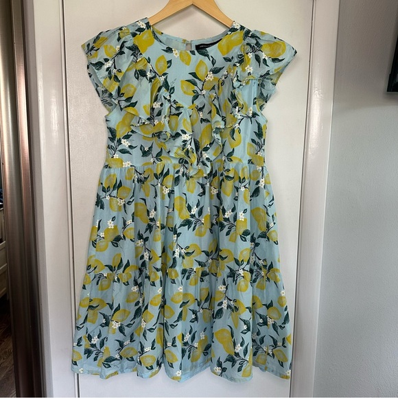 French Connection Lemon Dress. Girl’s Large 14/16. Light blue and yellow. - Picture 1 of 6